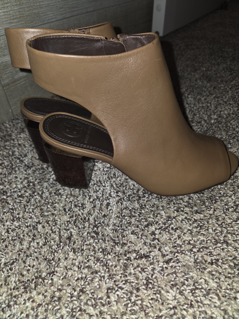 Tory Burch Camel Open-Toe Cutout Heel Booties View 4